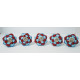 Sky Blue & Red Mini Block - Ceramic  Knobs - Decorative Kitchen and Dresser Handles - Set Of 5