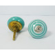 White Round Line Two Colour Design Ceramic Drawer Knobs - For Kitchen Cabinet Hardware Door Handle Pulls Decorative Dresser - Pack Of 5