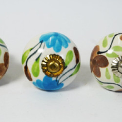 Multicolor Two Design Set - Ceramic  Knobs - Kitchen Cabinet Hardware Door Decorative Dresser Pulls - Set Of 5