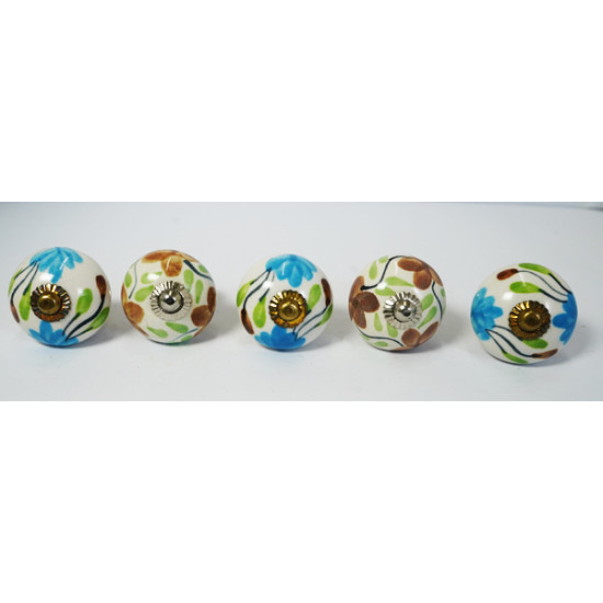 Multicolor Two Design Set - Ceramic Knobs - Kitchen Cabinet Hardware Door Decorative Dresser Pulls - Set Of 5 Multicolor Two Design Set - Ceramic Knobs - Kitchen Cabinet Hardware Door Decorative Dresser Pulls - Set Of 5