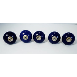 Ceramic Knobs - Colour Blue - Kitchen Cabinet Hardware Door Decorative Dresser Pulls - Set Of 5 Ceramic Knobs - Colour Blue - Kitchen Cabinet Hardware Door Decorative Dresser Pulls - Set Of 5