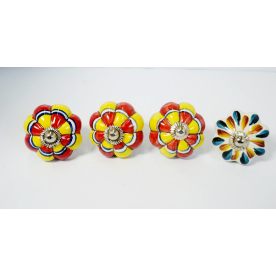 Two Design Set - Ceramic knobs - Door Handle for Kitchen Cabinets Wardrobe - Set Of 4