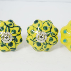 Dark Green Flower Design - Ceramic  Knobs - For Drawer Kitchen Cabinet Hardware Door Pulls Decorative Dresser  - Set Of 5