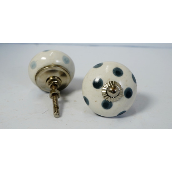 White & Grey Polka Dot Design Ceramic Drawer Knobs - For Kitchen Cabinet Hardware Door Handle Pulls Decorative Dresser - Pack Of 5 White & Grey Polka Dot Design Ceramic Drawer Knobs - For Kitchen Cabinet Hardware Door Handle Pulls Decorative Dresser - Pack Of 5