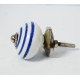 NOVELIKA - White Ceramic Round Blue Lines Ceramic Knobs For-Kitchens, Offices, Changing Rooms and Other Places.(Set of 5 )