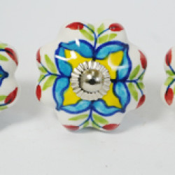 NOVELIKA - Ceramic knobs 100% Handcrafted in India/Multipurpose for Homes, Kitchens, Offices, Changing Rooms and Other Places.( Set of 5 )