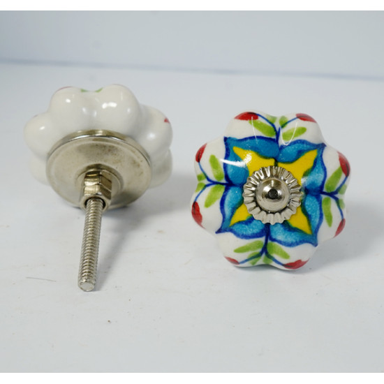 NOVELIKA - Ceramic knobs 100% Handcrafted in India/Multipurpose for Homes, Kitchens, Offices, Changing Rooms and Other Places.( Set of 5 )