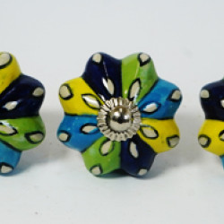 NOVELIKA -Multi Colors  Ceramic knobs For -Kitchen Cupboard ,Furniture Home Decor,  Cabinet - Drawer - Cabinet pulls - Door knobs. (Set Of 5).
