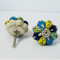 NOVELIKA -Multi Colors  Ceramic knobs For -Kitchen Cupboard ,Furniture Home Decor,  Cabinet - Drawer - Cabinet pulls - Door knobs. (Set Of 5).