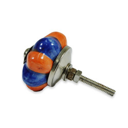 Ceramic Drawer Orange Navy Blue Knobs - For Kitchen Cabinet Hardware Door Pulls Decorative Dresser - Pack Of 5