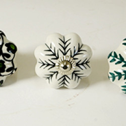 Multicolor Leaf Design Ceramic Drawer Knobs - For Kitchen Cabinet Hardware Door Handle Pulls Decorative Dresser - Pack Of 5