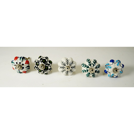 Multicolor Leaf Design Ceramic Drawer Knobs - For Kitchen Cabinet Hardware Door Handle Pulls Decorative Dresser - Pack Of 5 Multicolor Leaf Design Ceramic Drawer Knobs - For Kitchen Cabinet Hardware Door Handle Pulls Decorative Dresser - Pack Of 5