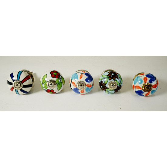 Multicolor Leaf Design Ceramic Drawer Knobs - For Kitchen Cabinet Hardware Door Handle Pulls Decorative Dresser - Pack Of 5 Multicolor Leaf Design Ceramic Drawer Knobs - For Kitchen Cabinet Hardware Door Handle Pulls Decorative Dresser - Pack Of 5