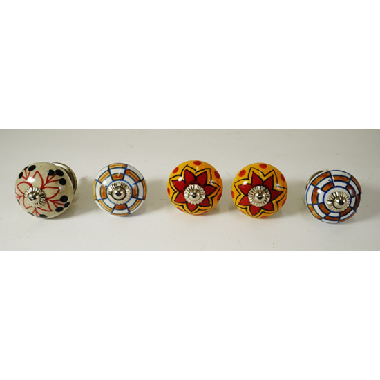 Multicolor Flower Design Ceramic Drawer Knobs - For Kitchen Cabinet Hardware Door Handle Pulls Decorative Dresser - Pack Of 5 Multicolor Flower Design Ceramic Drawer Knobs - For Kitchen Cabinet Hardware Door Handle Pulls Decorative Dresser - Pack Of 5