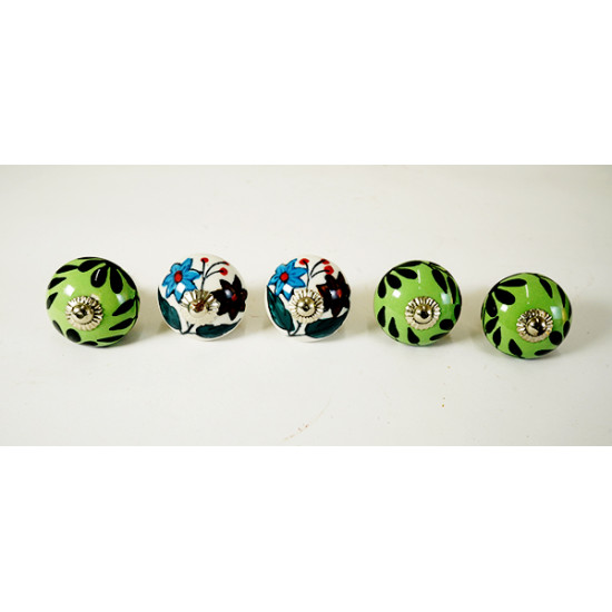 Two color Flower Design Ceramic Drawer Knobs - For Kitchen Cabinet Hardware Door Handle Pulls Decorative Dresser - Pack Of 5 Two color Flower Design Ceramic Drawer Knobs - For Kitchen Cabinet Hardware Door Handle Pulls Decorative Dresser - Pack Of 5
