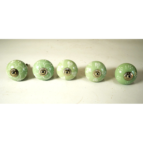 NOVELIKA - India Art Ceramic knobs. For  Kitchen Cupboard ,Furniture Home Décor,  Cabinet - Drawer - Cabinet pulls - Door knobs. (Set Of 5.)