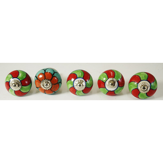 Multicolor Two Design Set - Ceramic Knobs - 'Drawer Knobs' in Door, Drawer, Cabinet, Wardrobe, Dresser, Furniture, Cupboard etc - Set Of 5 Multicolor Two Design Set - Ceramic Knobs - 'Drawer Knobs' in Door, Drawer, Cabinet, Wardrobe, Dresser, Furniture, Cupboard etc - Set Of 5