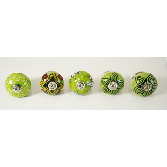 NOVELIKA - Patterns like Leaves or Flowers Ceramic knobs. For  Kitchen Cupboard ,Furniture Home Décor, Cabinet -Drawer -Cabinet pulls - Door knobs. (Set Of 5.)