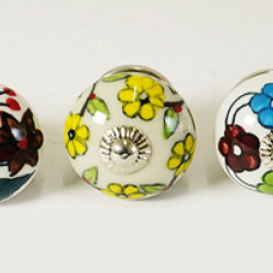 Multicolor Leaf Design Ceramic Drawer Knobs - For Kitchen Cabinet Hardware Door Handle Pulls Decorative Dresser - Pack Of 5