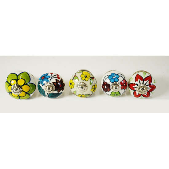 Multicolor Leaf Design Ceramic Drawer Knobs - For Kitchen Cabinet Hardware Door Handle Pulls Decorative Dresser - Pack Of 5 Multicolor Leaf Design Ceramic Drawer Knobs - For Kitchen Cabinet Hardware Door Handle Pulls Decorative Dresser - Pack Of 5