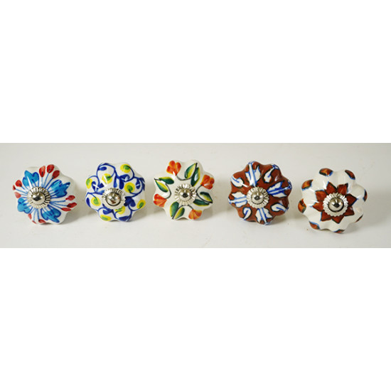 Multicolor Leaf Design Ceramic Drawer Knobs - For Kitchen Cabinet Hardware Door Handle Pulls Decorative Dresser - Pack Of 5 Multicolor Leaf Design Ceramic Drawer Knobs - For Kitchen Cabinet Hardware Door Handle Pulls Decorative Dresser - Pack Of 5
