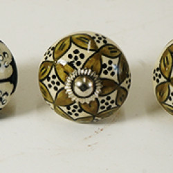 Multicolor Flower Design Ceramic Drawer Knobs - For Kitchen Cabinet Hardware Door Handle Pulls Decorative Dresser - Pack Of 5