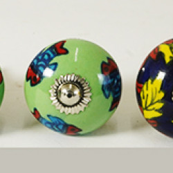 NOVELIKA- Jaipuri Arts Ceramic knobs. For  Kitchen Cupboard ,Furniture Home Décor,  Cabinet - Drawer - Cabinet pulls - Door knobs. (Set Of 5.)