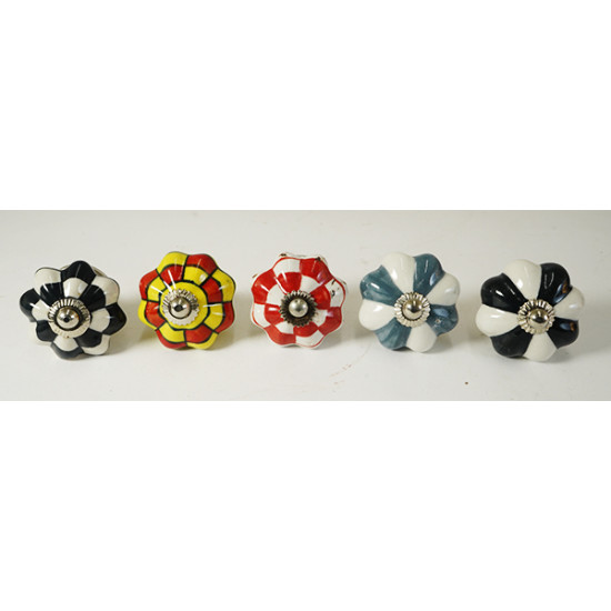 Multicolor Flower Design Ceramic Drawer Knobs - For Kitchen Cabinet Hardware Door Handle Pulls Decorative Dresser - Pack Of 5 Multicolor Flower Design Ceramic Drawer Knobs - For Kitchen Cabinet Hardware Door Handle Pulls Decorative Dresser - Pack Of 5