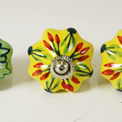 NOVELIKA -Hand Painted Ceramic knobs. For Kitchen Cupboard ,Furniture Home Décor,  Cabinet - Drawer - Cabinet pulls - Door knobs. (Set Of 5.)