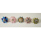 Multicolor Flower Design Ceramic Drawer Knobs - For Kitchen Cabinet Hardware Door Handle Pulls Decorative Dresser - Pack Of 5