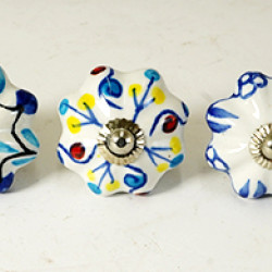Multicolor Leaf Design Ceramic Drawer Knobs - For Kitchen Cabinet Hardware Door Handle Pulls Decorative Dresser - Pack Of 5