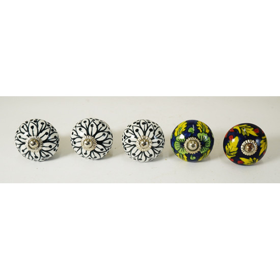 Multicolor Flower Design Ceramic Drawer Knobs - For Kitchen Cabinet Hardware Door Handle Pulls Decorative Dresser - Pack Of 5 Multicolor Flower Design Ceramic Drawer Knobs - For Kitchen Cabinet Hardware Door Handle Pulls Decorative Dresser - Pack Of 5