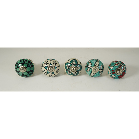 Multi Design Set - Ceramic  Knobs - Drawer Knobs' in Door, Drawer, Cabinet, Wardrobe, Dresser, Furniture, Cupboard etc - Set Of 5