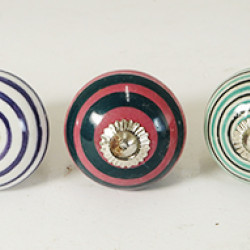 Multicolor Round Line Design Ceramic Drawer Knobs - For Kitchen Cabinet Hardware Door Handle Pulls Decorative Dresser - Pack Of 5