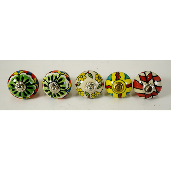 Multicolor Flower Design Ceramic Drawer Knobs - For Kitchen Cabinet Hardware Door Handle Pulls Decorative Dresser - Pack Of 5 Multicolor Flower Design Ceramic Drawer Knobs - For Kitchen Cabinet Hardware Door Handle Pulls Decorative Dresser - Pack Of 5