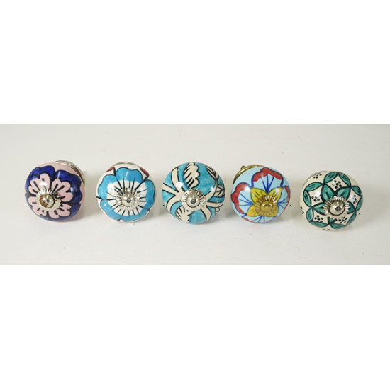 Multicolor Flower Design Ceramic Drawer Knobs - For Kitchen Cabinet Hardware Door Handle Pulls Decorative Dresser - Pack Of 5 Multicolor Flower Design Ceramic Drawer Knobs - For Kitchen Cabinet Hardware Door Handle Pulls Decorative Dresser - Pack Of 5