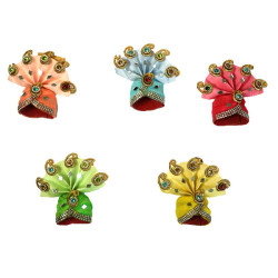 NOVELIKA- Laddu Gopal  Beautiful Colorful Flower Mukut  Pagdi of Laddu Gopal Ji ( Set of 5 ) 