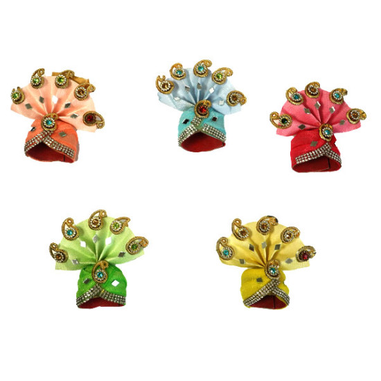 NOVELIKA- Laddu Gopal  Beautiful Colorful Flower Mukut  Pagdi of Laddu Gopal Ji ( Set of 5 ) 