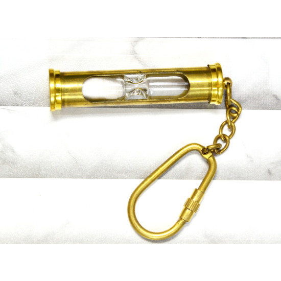 Sand Timer Keychain - Nautical Brass Sand Timer Key Ring Perfect for Gift - Set Of 1