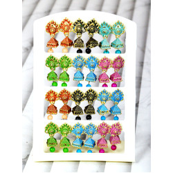Latest Stylish Traditional Trendy Small Jhumki Pack of 12 Colors Pairs Alloy Jhumka for Women Girls Earring set.