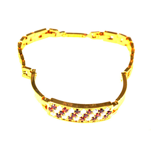 Gold Bracelet with Red and White Diamonds - for Party Wear, Festive Wear & Special Occasions - Set Of 1 Gold Bracelet with Red and White Diamonds - for Party Wear, Festive Wear & Special Occasions - Set Of 1