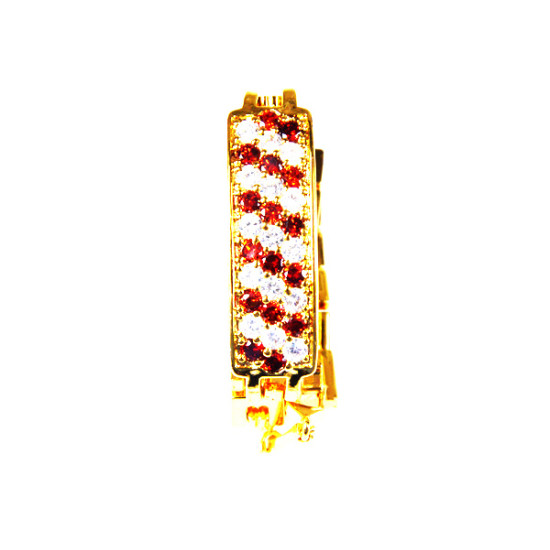 Gold Bracelet with Red and White Diamonds - for Party Wear, Festive Wear & Special Occasions - Set Of 1 Gold Bracelet with Red and White Diamonds - for Party Wear, Festive Wear & Special Occasions - Set Of 1