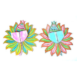 NOVELIKA -Multicolor, Pearl Work- Mathura Vrindavan  Laddu Gopal Poshak Kalash & Fan Design ( Set of 2 ) 
