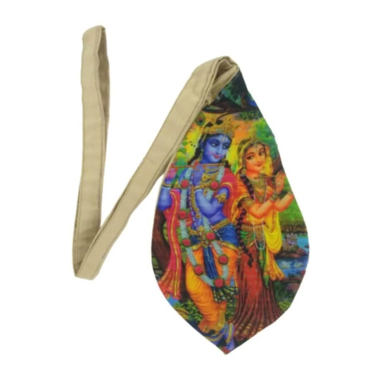 NOVELIKA- Beautiful Radha Krishna Printed Cotton Bead Bag/Japa Mala Bag/Gomukhi Bag/Chanting Bag With Zip Pocket (Pack Of 1) 