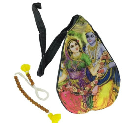NOVELIKA- Multicolor Radha Krishna Printed Chanting Bag /Japa Mala Bag With & Mala Counter/Sakshi Mala (Pack Of 1)