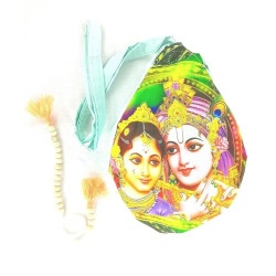 NOVELIKA- Multicolor Radha Krishna Printed Beads Bag/Chanting Bag With Sakshi Mala Counter (Pack of 1)