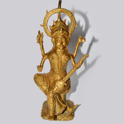 NOVELIKA -  Brass Dhokra Arts Sarasvati Idol Handcrafted Metal Sarasvati Statue for Home Décor, Puja, Temple, Office, (Set of 1)