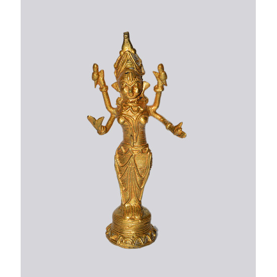 NOVELIKA - Brass idol of Goddess Lakshmi, a principal deity in Hinduism. (Set of 1 )