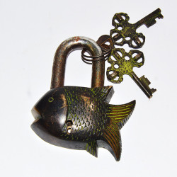 NOVELIKA - Pure Brass Small Chinese Fish Shape Design Lock with 2 Keys.(Pack of 1 )  