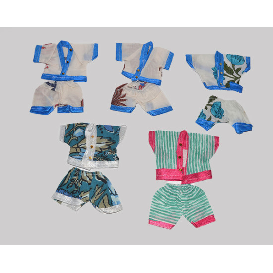 NOVELIKA -NO-2-3 Multicolor Cotton Kurta & Dhoti/Shorts Set for Bal Gopal Idol- Soft Fabric Krishna Idol (Pack of 5 )